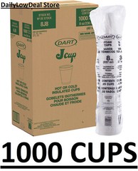 Dart 8 oz White Foam J Cups, Hot & Cold Beverages, Insulated – 1000 count