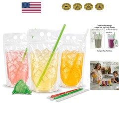 BPA-Free Resealable Beverage Pouches – 100 Count, Spill-Resistant and Reusable