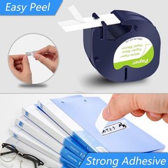5Pack 1/2″ X 4m 13 ft Black on White 91330 Label Tape Fit for DYMO LetraTag QX50