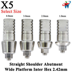 5x Dental Imp lant Straight Shoulder Abutment Wide Platform Internal Hex 2.42mm