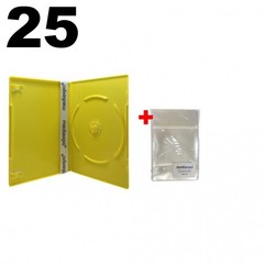25 SLIM Solid Yellow Color Single DVD Cases 7MM & 100 OPP Bags