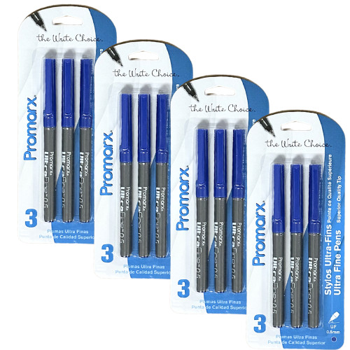 4-Pack Promarx Ultra Fine Pens Precise and Vivid Lines Blue Ink 0.5mm