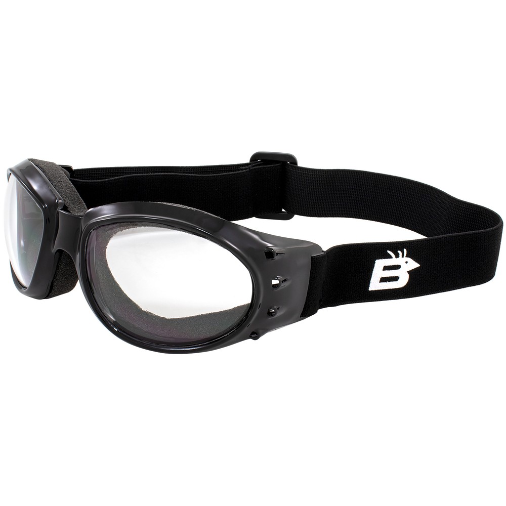 Red Baron Motorcycle Aviator Goggles Black Padded Frame with Anti-fog Clear Lens
