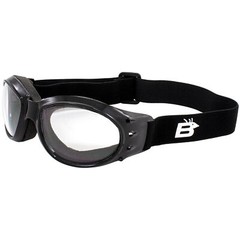 Red Baron Motorcycle Aviator Goggles Black Padded Frame with Anti-fog Clear Lens