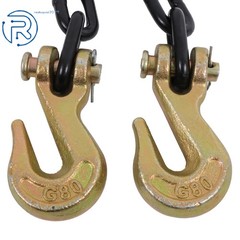 1/4 Inch × 14 Ft G80 Transport Binder Chain | Tow Chain with Clevis Grab Hooks