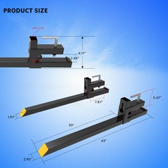 4000lbs 43″ Tractor Pallet Forks Skid Steer Loader Bucket Clamp Forks 1500lb 30″