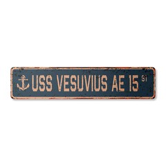 USS VESUVIUS AE 15 Vintage Street Sign us navy ship veteran sailor rustic gift