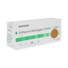 McKesson Adhesive Bandages, Sterile, Fabric Spot, 100 Count (Pack of 1), Tan