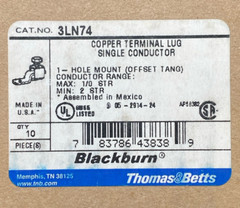 Qty 10- Blackburn Copper Mechanical Screw Lug Offset 1 Hole, 2 – 1/0 STR BTC1102
