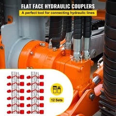 12 Sets of 1/2″ NPT Flat Face Hydraulic Coupler Quick Connect Skid Steer Bobcat