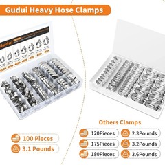 Heavy Duty Hose Clamp, Stainless Steel Hose Clamps Assortment 1/4 to 1-1/2 Inch