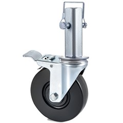5″ Scaffolding Casters Hard Rubber Wheels w/ Lock Brake 1.25″ Square Shank 4 PCS