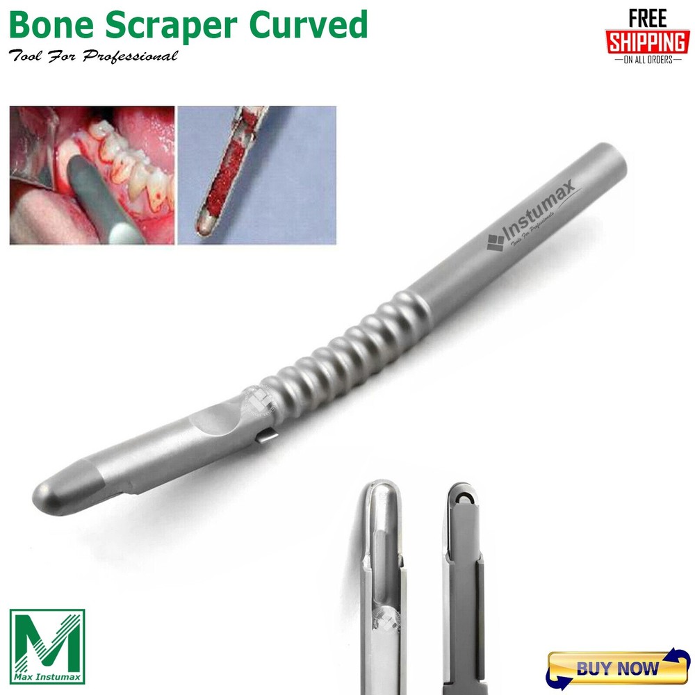 Dental Bone Scraper Harvester Curved With Blade Implant Bone Grafting Collector