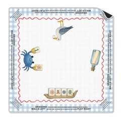 Coastal Beach Mahjong Mat 31.5 x 31.5 in, Blue and White Plaid Mahjong Mat fo…