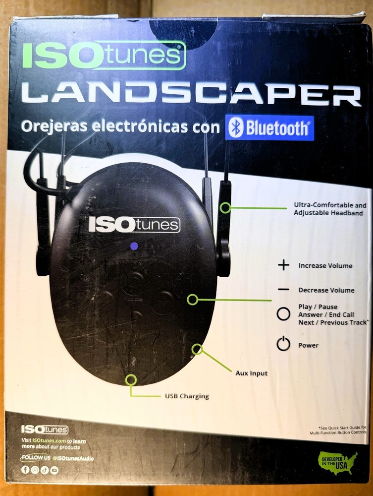 ISOtunes LANDSCAPER Bluetooth 5 OSHA Noise Cancelling Earmuffs Headphones IT-33