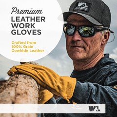 Wells Lamont Leather Work Gloves For Men Cowhide Reinforced For Construction