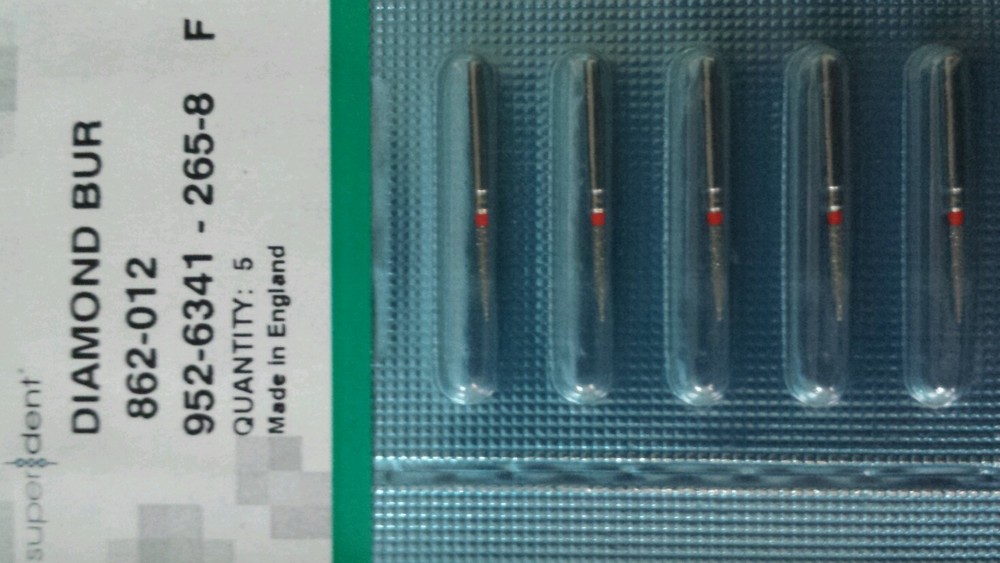 Superdent Diamond Dental Bur 862-012 Fine Flame Shaped Finishing England