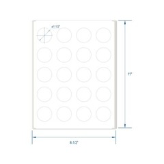 1.5 Inch Round Labels for Laser / Inkjet Printers Permanent Adhesive White Matte