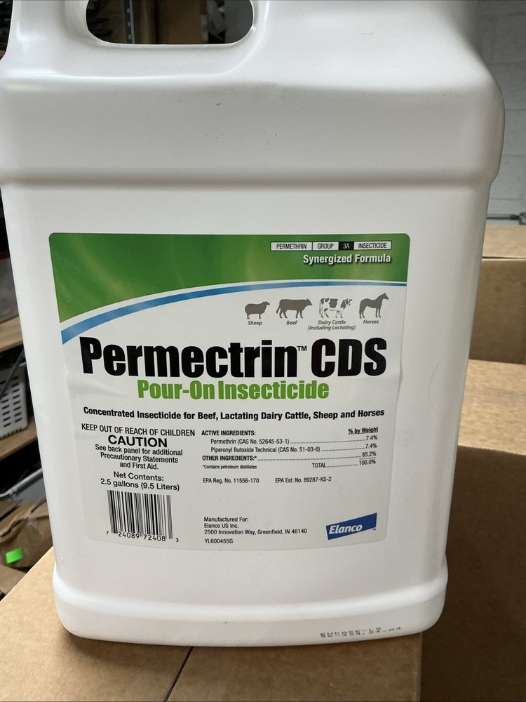 PERMECTRIN CDS Pour On Topical 2.5 Gallon . For Livestock Cattle Sheep Horses.