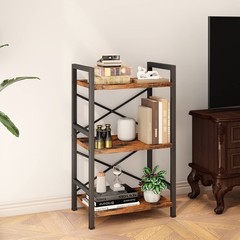 Homeiju Bookshelf 3 Tier Industrial Bookcase Metal Small Bookcase Rustic