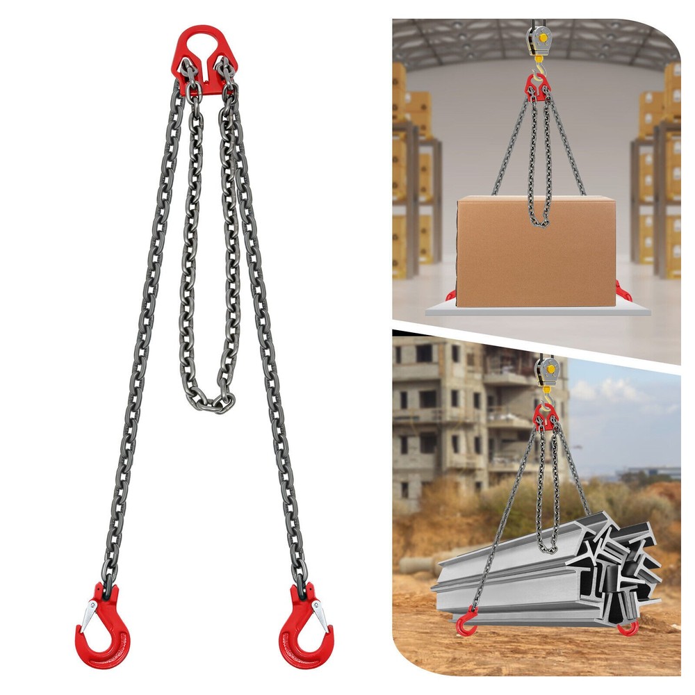 5/16 In (8mm) G80 Adjustable Chain Sling 10ft 5T Grab Hooks