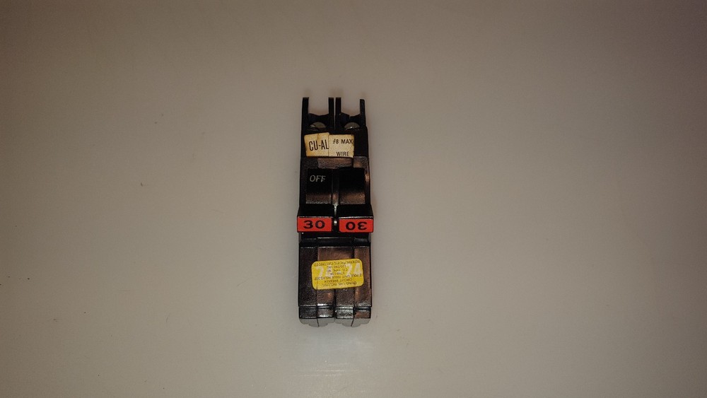 FPE Federal Pacific NC230 30 Amp 2 Pole Stab-Lok Circuit Breaker Red Handle Flaw