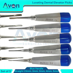 Dental Tooth Extraction Luxating Elevators, 1.5mm to 5mm, STR, German Steel(5PK)