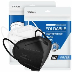 Black OR White KN95 Protective 5 Layer Face Mask Disposable Respirator BFE 95%