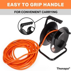 Extension Cord Storage Reel, Black – Portable Cable Reel with Metal Stand 100 Ft