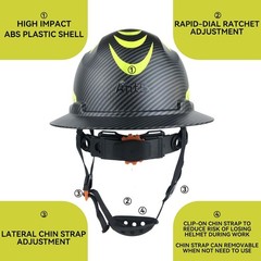 Full Brim Hard Hat Safety Helmet ANSI Type 1 Class C HDPE Construction