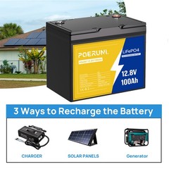 100Ah 12V LiFePO4 Lithium Battery Built-in BMS Cycle Deep for Solar RV Off-grid