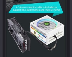 GAMEMAX 1050W ATX 3.0 PCIE 5.0 ARGB Smart 80+ Gold Power Supply UNIT (PSU) WHITE