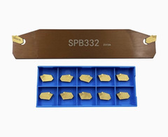10Pcs SP300 Grooving Cut-Off Carbide Inserts with SPB32-3 Blade Slotting Tool