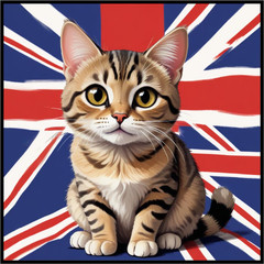 30 Custom United Kingdom Inspired Cat Art Personalized Address Labels