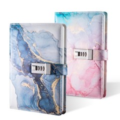 Diary with Lock, A5 Lockable Journal, PU Leather 8.6×5.9 inches, Blue