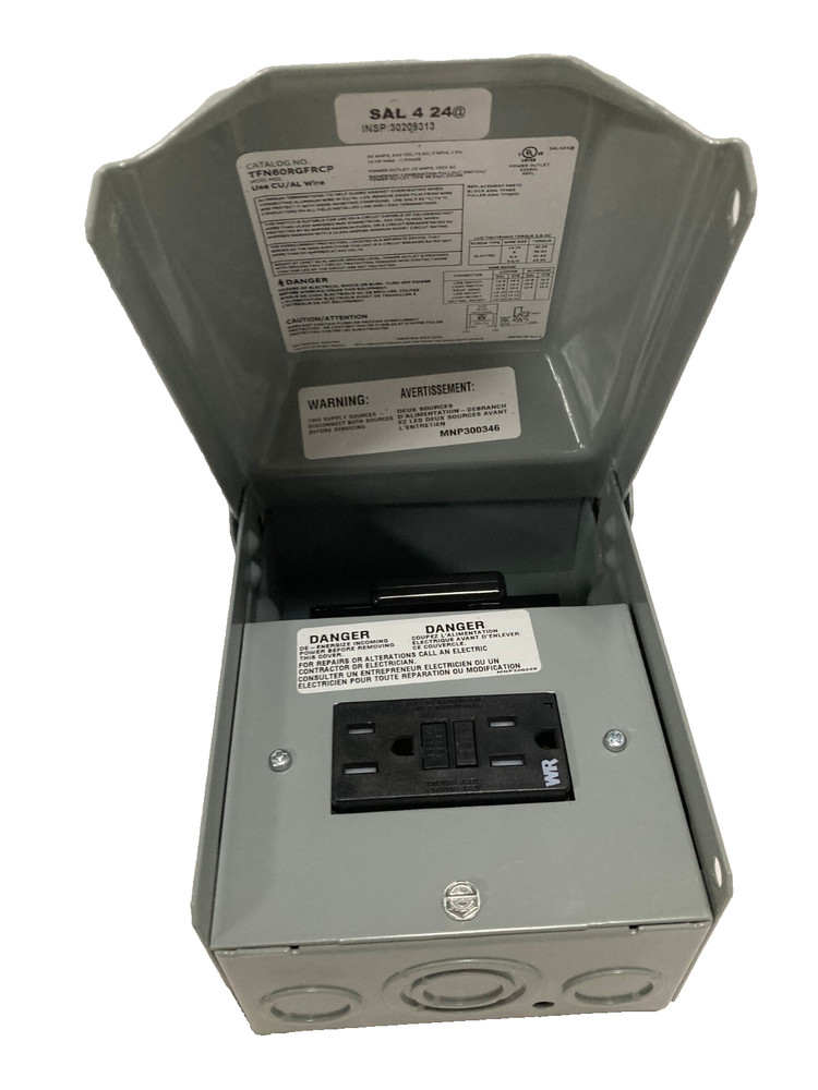 G.E. AC Disconnect 60 Amp 240V Outdoor Safety Switch TFN60RGFRCP
