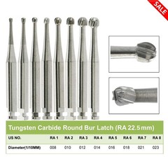 DMXDENT Dental Round Tungsten Carbide Burs RA#1-8 Latch for Low Speed Handpiece