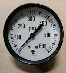 AMETEK 050851 GAUGE 0 TO 600 PSI 0.250 IN. NPT DIA 2 1/2 IN DIA U.S.GAUGE F82