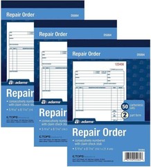 Adams Repair Order Book 3 Pack 50 Sets Per Book for Costs and Claims Management