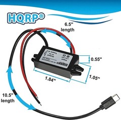 HQRP DC-DC Step Down Converter 12/24V to 5V 3A 15W with Type-C Male Connector