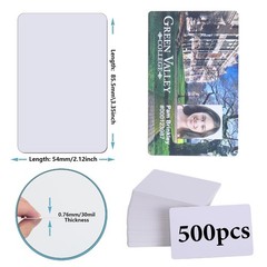 500 Pack Blank White PVC ID Cards – CR80 30 Mil Plastic Cards for Photo ID Badge