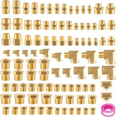 98PCS Brass Pipe Fittings Assortment Kit NPT Adapter,Reducer Bushing, Hex Nipple