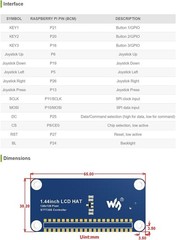 Waveshare 1.44inch LCD Display HAT for Raspberry Pi 128×128 Pixels SPI Interface