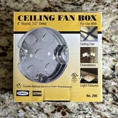 ⭐️⭐️⭐️⭐️⭐️ Ceiling Fan Box Hubbell Raco No.295 4″ Round 1/2″ Deep