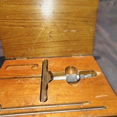 The L S Starrett Co. No. 445 Depth Micrometer 0 – 3″ With Wooden Box Vintage