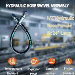 Industrial Grade 26711-08-08-24 1/2″ Female JIC Hydraulic Swivel – 24″, 3988 PSI