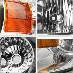 2005-2010 Chevy Cobalt Pontiac G5 Pursuit Headlights Chrome Amber Left Right
