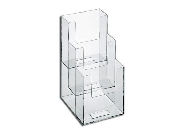 Dazzling Displays Clear Acrylic 3-Tier 4″ x 9″ Countertop Brochure Holder