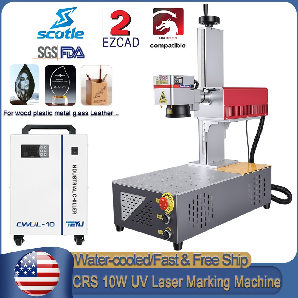 Scotle10W UV Laser Marking Machine Engraver S&A Chiller For Glass Wood Metal PVC