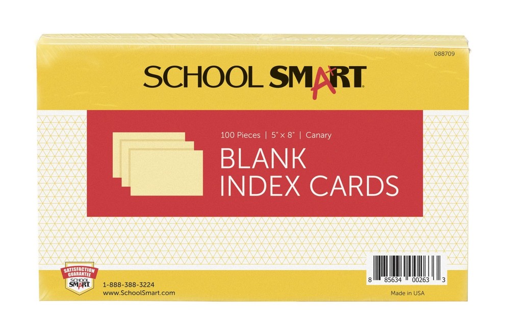 100 PCS Unruled Index Cards 5×8 Inch Canary Yellow Office School Supplies